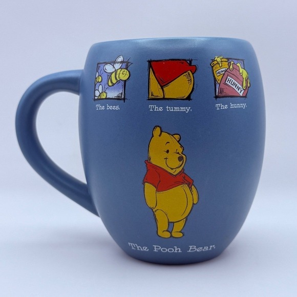 Disney Other - Disney Store Winnie the Pooh Blue Matte Ceramic Mug The Bees Tummy Hunny Retired
